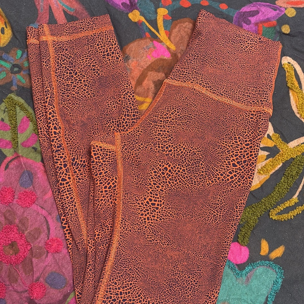 lululemon athletica Orange Patterned Leggings